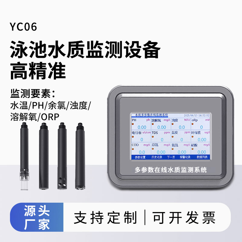 泳池水質(zhì)監(jiān)測參數(shù)（水溫、ph、余氯、濁度、溶解氧、orp）